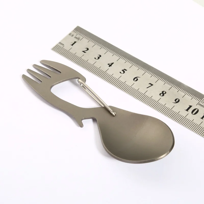 Multi-Tool Titanium Construction Spork Multi-Function Spoon Fork Carabiner Bottle Opener Outdoor Camping Picnic Tableware New | Спорт и