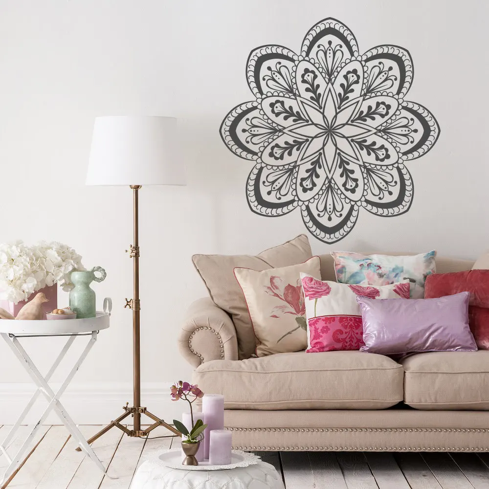 

Hot Selling Mandala Flower Art Designed Wall Poster Home Livingroom Religious Series Art Decor Vinyl Wall Stickers Mural W-459