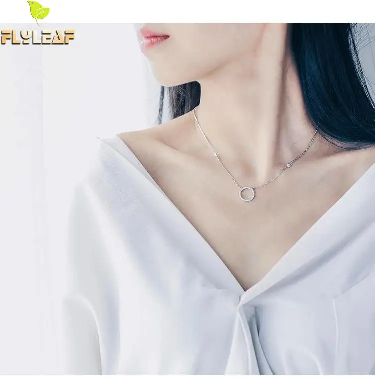 Flyleaf 925 стерлингового серебра кубического циркония Aaa Циркон Круглые ожерелья и
