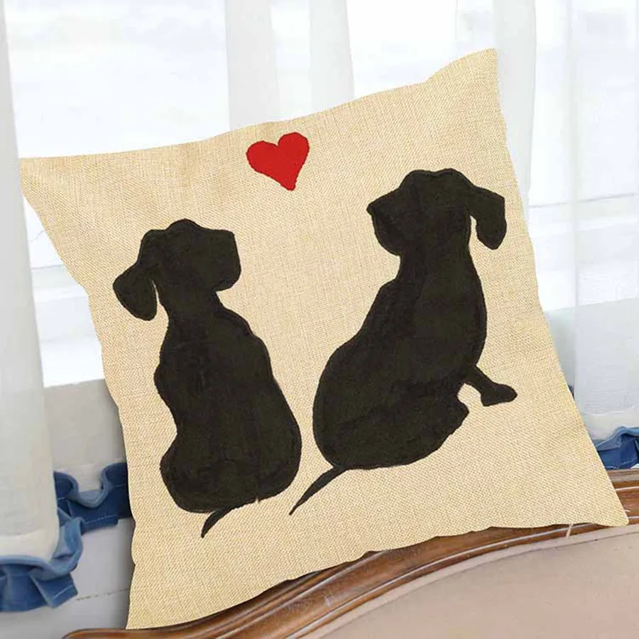 12 стильных подушек таксы с принтом собаки льняные подушки для дивана кресла