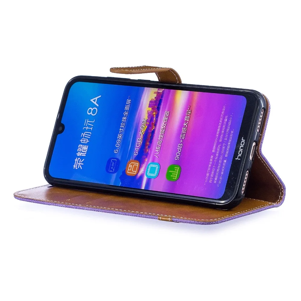 Роскошный джинсовый прошитый флип чехол из искусственной кожи для телефона Huawei