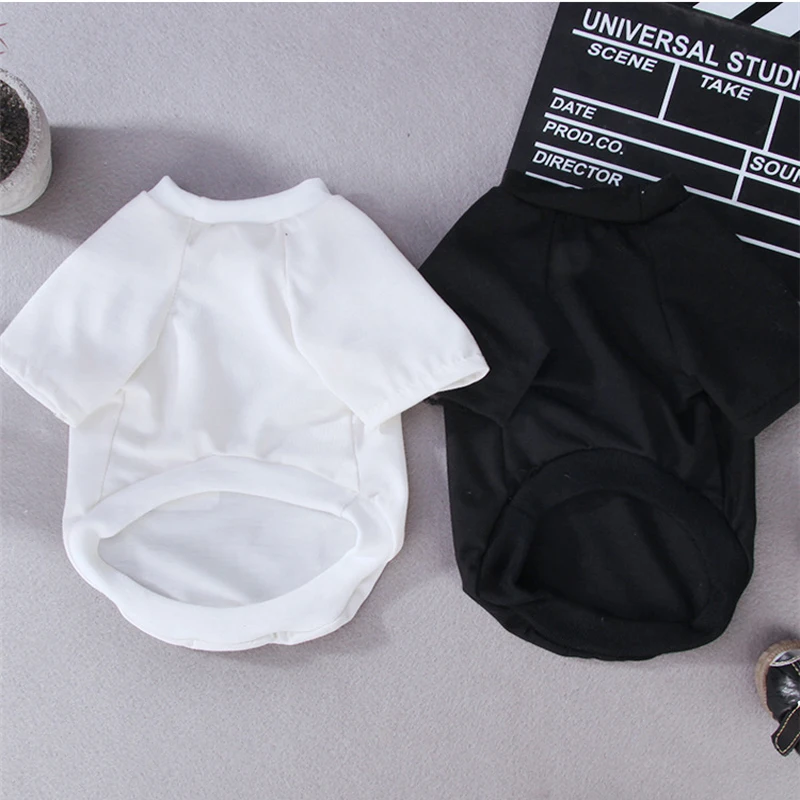 Small Dogs Cat T-shirt Puppy Pet Clothes Leisure Pitbull Poodle Summer Apparels White Black Colors Dog Shirt Size S-XXL | Дом и сад