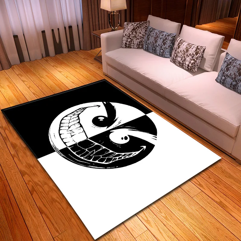 

Nordic Halloween Clown Skull Area Rugs Decorative Horror Black Smile Play Bad Boy Room Flannel Game Mat Carpet for Living Room