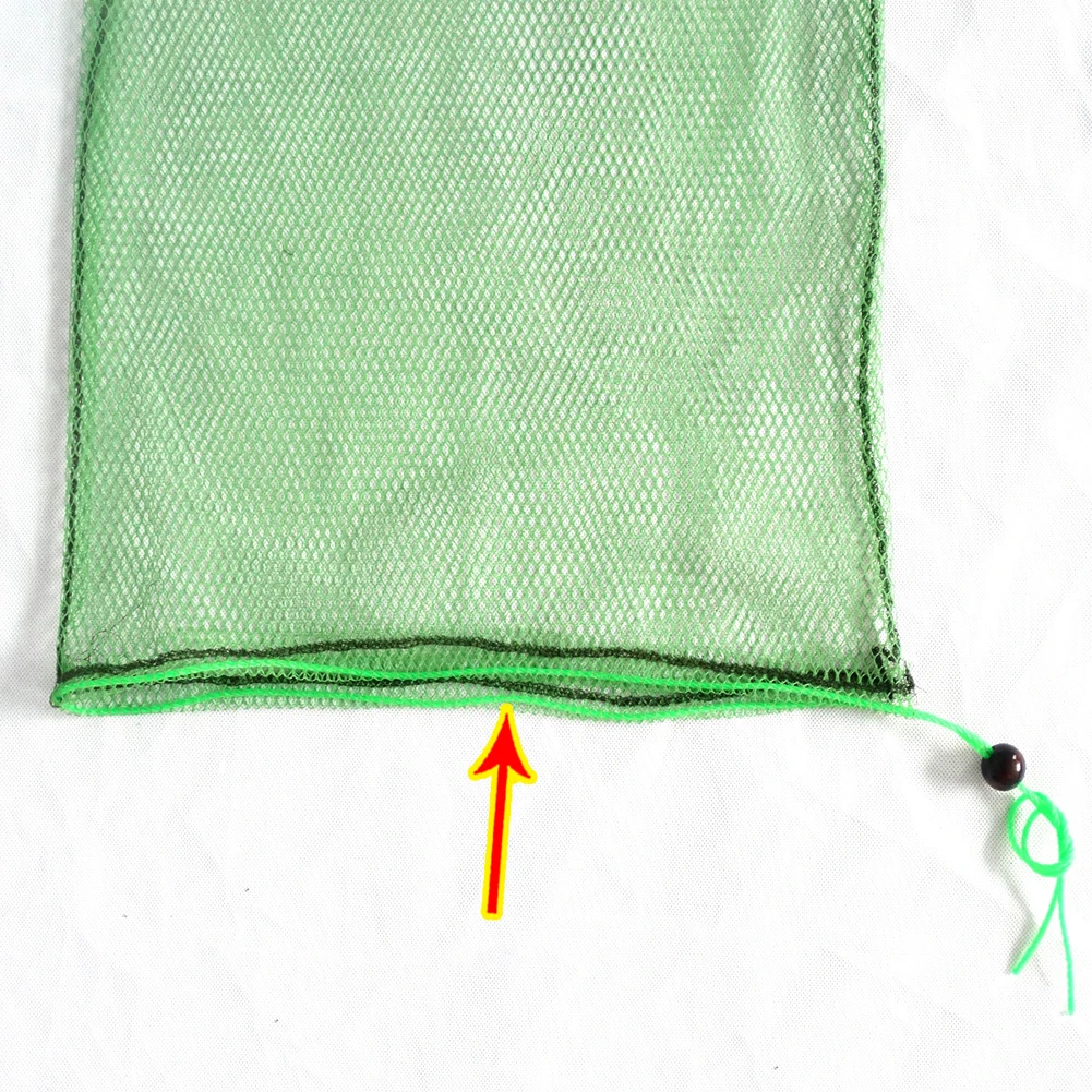 Снасти расстегивание портативный Drawstring сетка ткань зеленый шарик рыба Хранитель