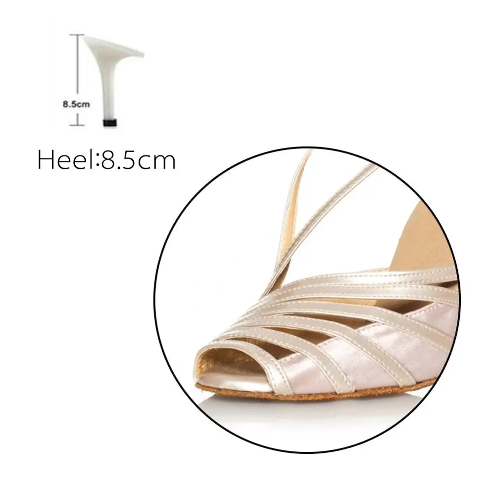 Nude 8.5CM HROYL Для женщин обувь для латинских бальных танцев женские Сальса сандалии Мягкая подошва женские Самба бальных танцев вечерние 6/7. 5/8. 5/10 см Резина - Цвет: Nude 8.5CM