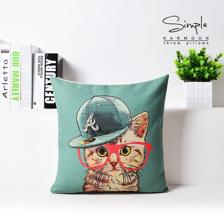 Забавные очки Жираф мопс собака кошка подушек белье Кепки декоративная подушка