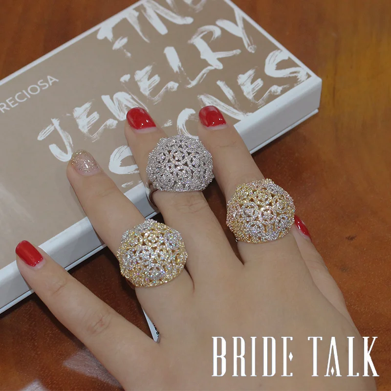 Женское большое свадебное кольцо Bride Talk роскошное с кубическим цирконием подарок