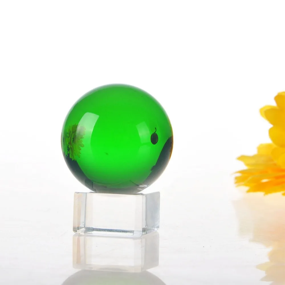 

40mm Green Glass Crystal FengShui Crystal Ball Sphere Magic Asian Quartz with Base Table Decor Magic Props Ball Home Decoration