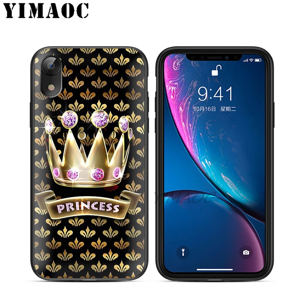 YIMAOC ТВ-шоу Crown Мягкий ТПУ Черный силиконовый чехол для iPhone X или 10 8 7 6 6S Plus 5 5S SE Xr Xs Max