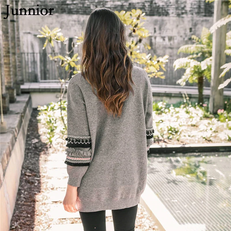 Autumn and Spring Fashion Slim Tassel Outwear Long-sleeved Knitted Women's Long Jacket Bohe Clothes Women |