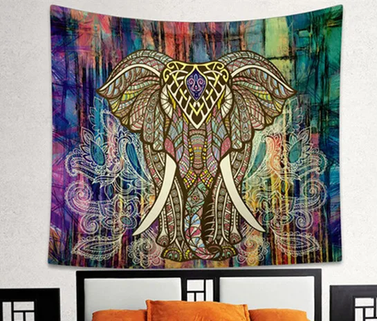 muticolor elephant Гобелен с изображением слона Цветной печатных декоративные индийский ковер в виде мандалы Мандала со слоном настенная драпировка в стиле хиппи - Цвет: muticolor elephant