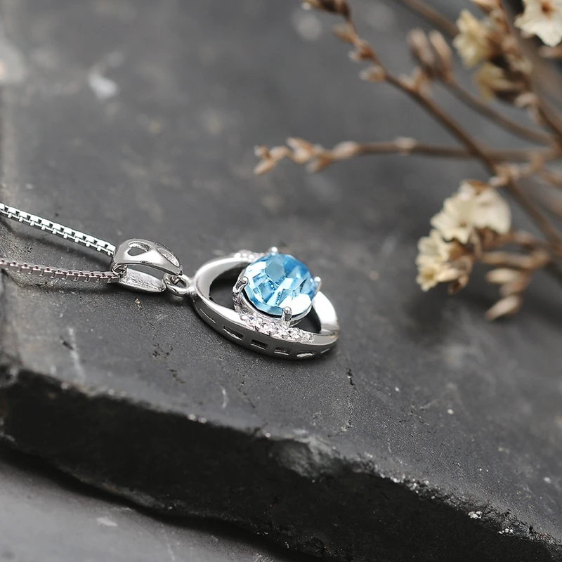 Ожерелье и кулоны с синими кристаллами из стерлингового серебра 925 пробы для