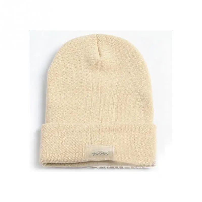 beige Походный беговой светильник ing Caps светодиодный светильник Hat портативный головной светильник ing лампа шапочки горро ночная рыбалка охота Вязание шерстяные шляпы - Испускаемый цвет: beige