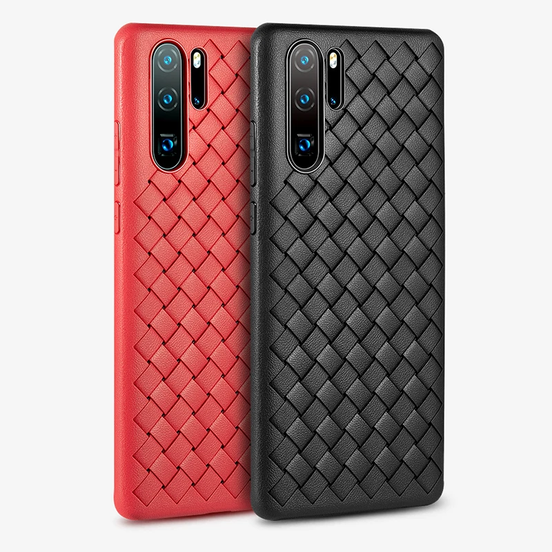 Роскошный Плетеный силиконовый чехол для телефона Huawei P30 pro Модный с текстурой