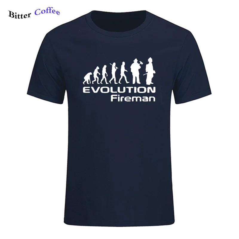 

Summer Funny Evolution Of A Fireman Gift Firefighter Printing T-Shirt Style Short sleeve Men O-Neck Tops Tee Shirts XS-3XL