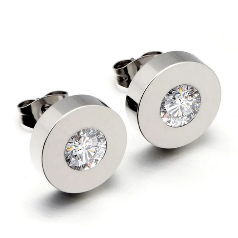 ISINYEE модные маленькие круглые серьги-гвоздики с кристаллами для мужчин и женщин