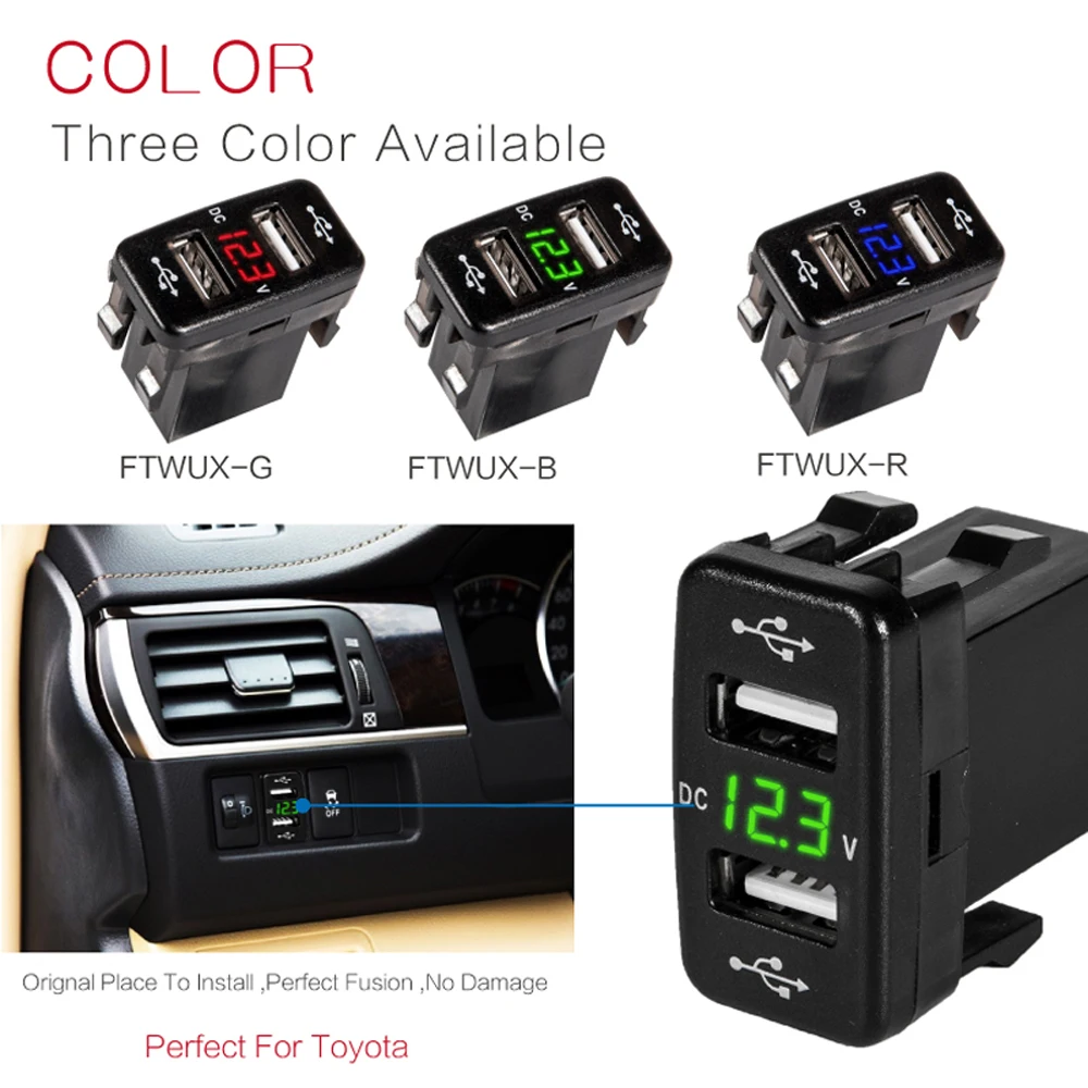 Для Toyota 2 зарядных порта USB для автомобиля разъем Мощность DC 5V 24V Dual Автомобильное