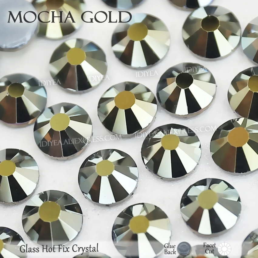 Mocha Gold Высокое качество Горячая фиксация Стразы SS6 SS10 SS16 SS20 SS30 Стразы плоская задняя часть исправление камней Кристаллы Блестки для DIY одежды платье - Цвет: Mocha Gold