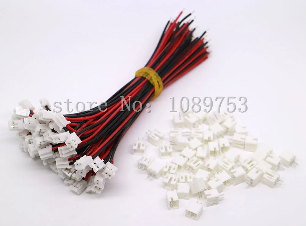100 комплектов Mini Micro JST 2 0 PH 2-контактный разъем с проводами и кабелями мм |
