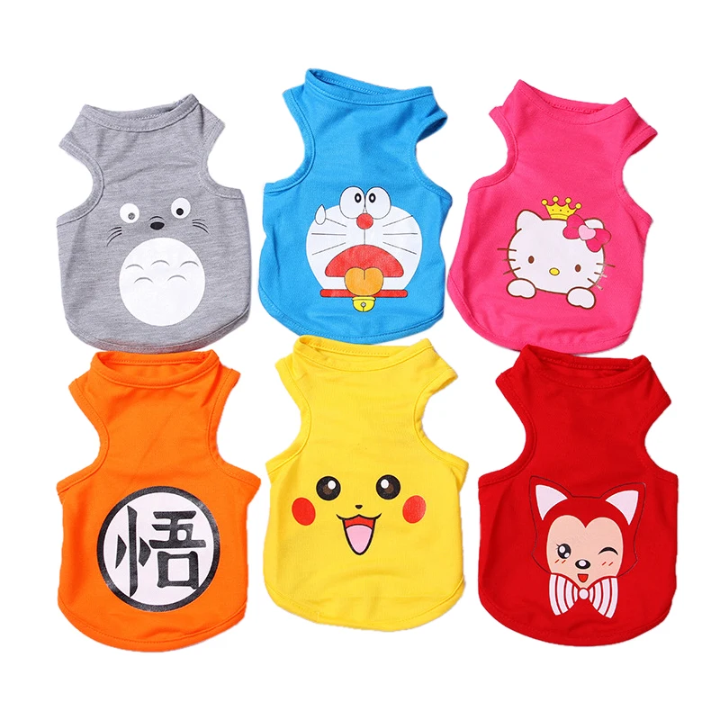 Мультяшный жилет для домашних животных летняя одежда маленьких собак футболка