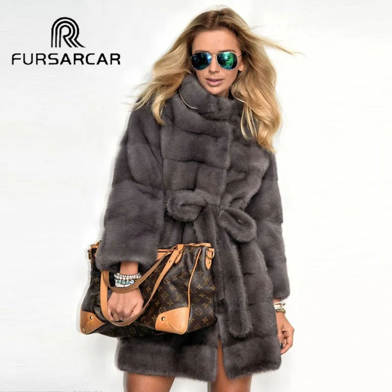 Новое поступление пальто FURSARCAR из натурального меха норки Женское лидер продаж