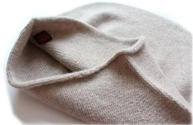 100% козья шерсть кашемир шапочки шапки большие толстые унисекс зимние бежевые