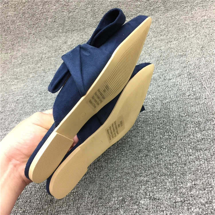 Большие тапочки шлепанцы из флока с бантиком-бабочкой женские осенние бархатные на плоской подошве от известного дизайнера сандалии с острым носком однотонные лоферы с бантиком