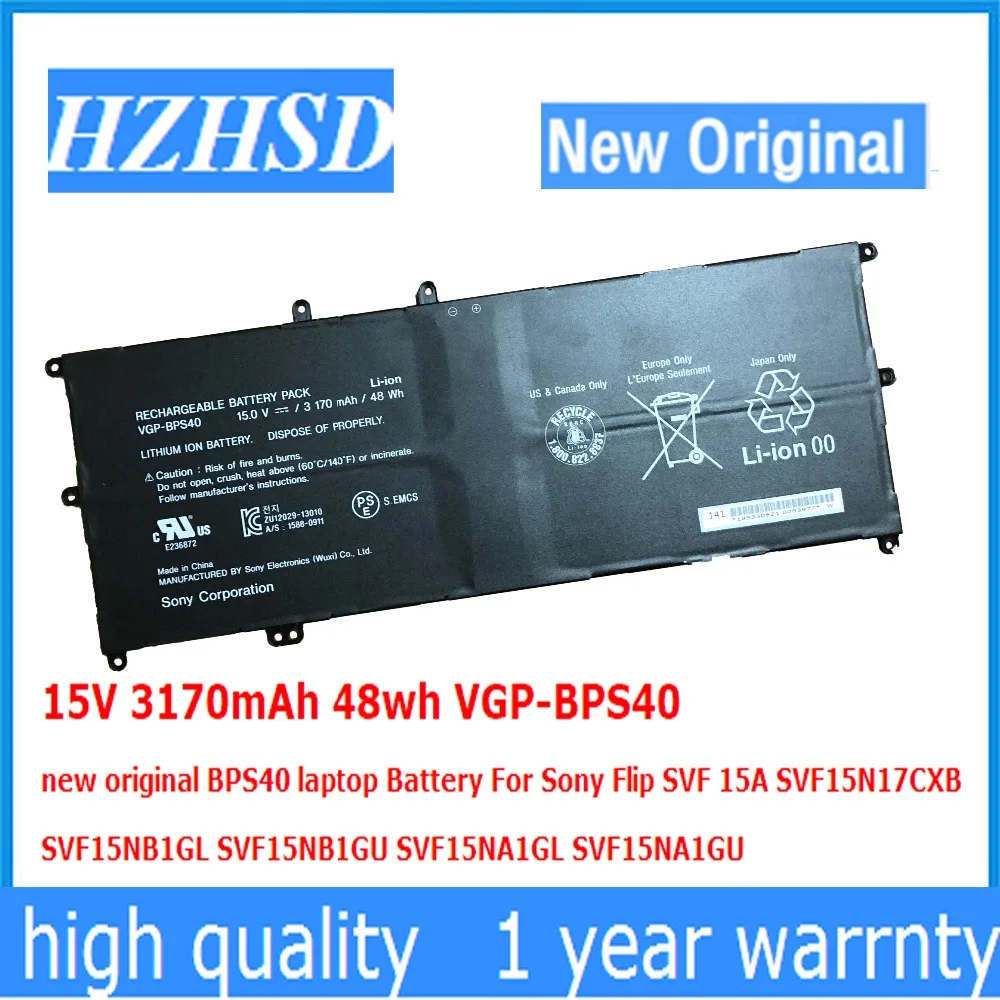 Новый оригинальный аккумулятор для ноутбука Sony Flip SVF 15A SVF15N17CXB SVF15NB1GL SVF15NB1GU SVF15NA1G 15 в 3170 мАч 48 Вт/ч|Аккумуляторы