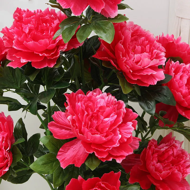 Искусственные пионы в горшке 120 см бонсай искусственные цветы комнатный Шелковый