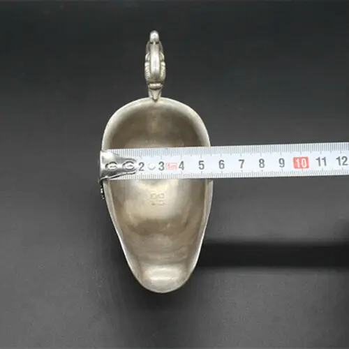 

ExquisiteCollectable Tibetan Silver Copper Carved Dragon Ear Three Feet Cup Lucky Cup Statue