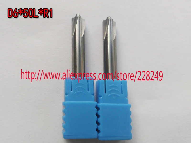 1 шт. D6 * 50L R1 HRC50 твердосплавный фреза фаски Фрезы для алюминиевых ножей |