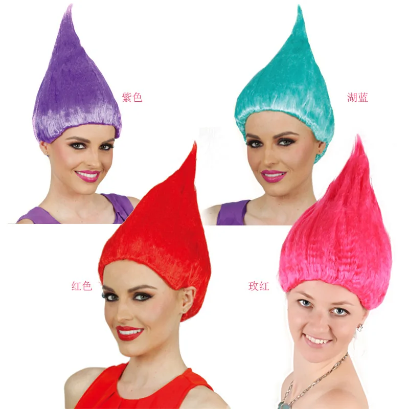 

10pcsTrolls Wig for Kids Adults Pink Green Purple Orange Costume Cosplay Party Supplies Party Cosplay Wig 8 Colors In Stock Whol