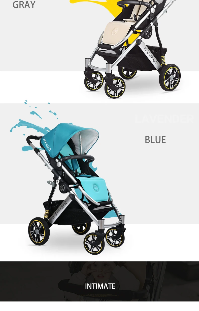 Babyruler/детская коляска 3 в 1 с высоким пейзажем, алюминиевая Роскошная складная детская коляска для новорожденных, kinderwgen bebek arabasi