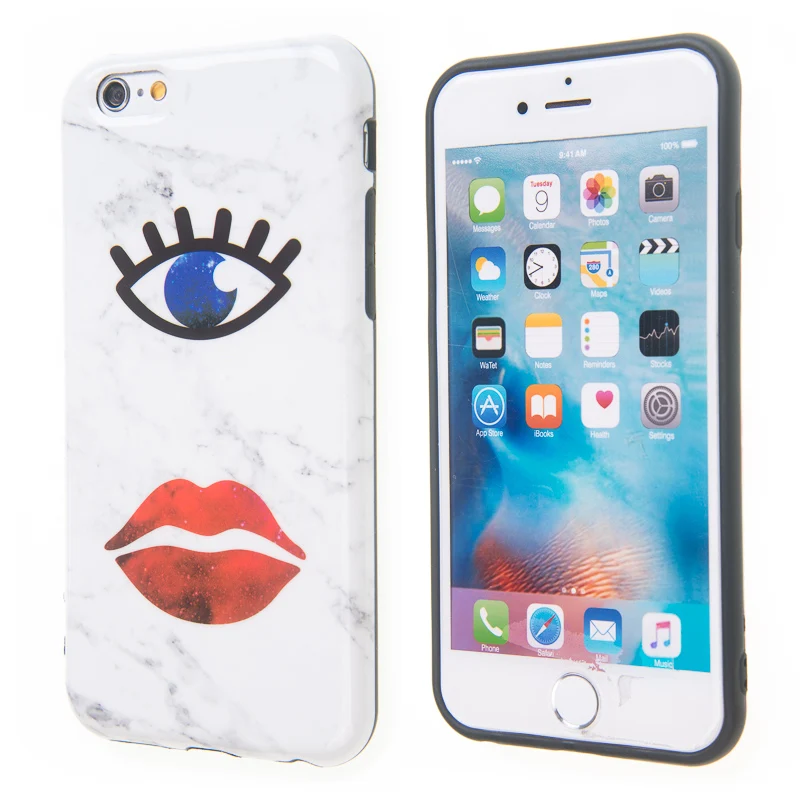 Cuptakes Phone Cases for Apple iPhone 6s case 6 Plus Cover IMD Soft Silicone Coque Marble Fundas Blue Big Eye Capa i6 |