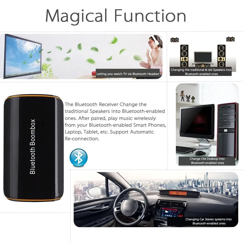 T-Gtexnik B2 Stereo Bluetooth Receiver Wireless Bluetooth4.1 EDR Audio Music Box Mic 3.5mm RCA for Speaker Car AUX Home De | Электроника