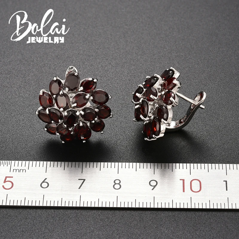 Bolaijewelry новая Цветочная форма genniue garnet застежка серьги 925 стерлингового серебра