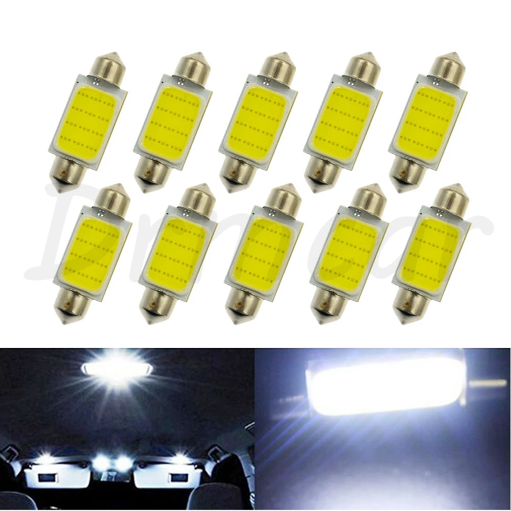 Белый 12 Led купол с фестонами светильник Cob C5W C10W лампы 31 мм 36 мм 39 мм 42 мм Автомобильные светодиодные лампы для чтения светильник номерного знака двери резервного копирования лампа