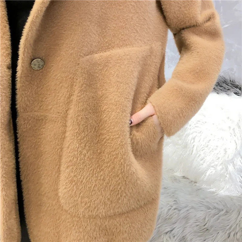new women imitation mink cashmere coat autumn winter Korean loose Super soft candy color sweater female knit cardigan thick |