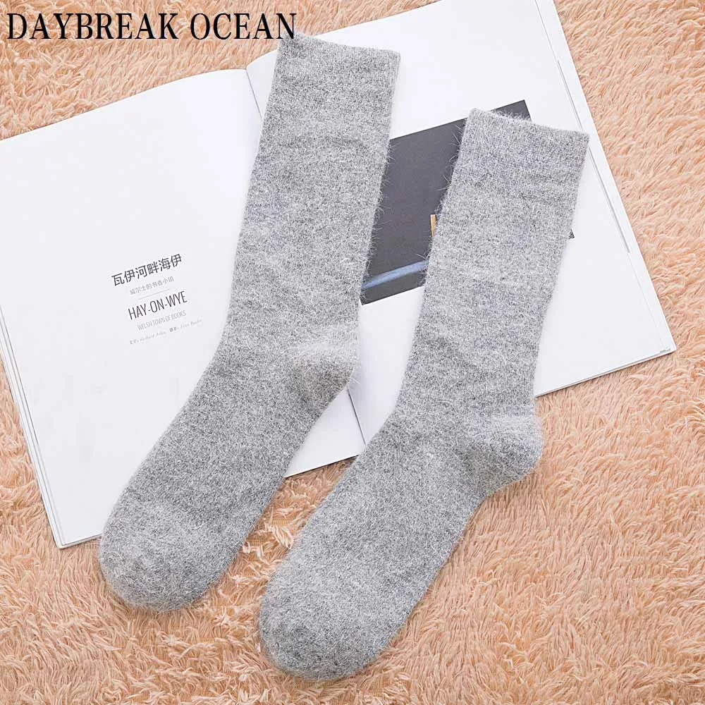 Light Gray Wool Sock 3 пары, высокое качество, кашемир из ангоры, кроличья шерсть, носки, супер мягкие, толстые, теплые, мериносовые, мужские носки,, большой размер, зимние носки для мужчин - Цвет: Light Gray Wool Sock