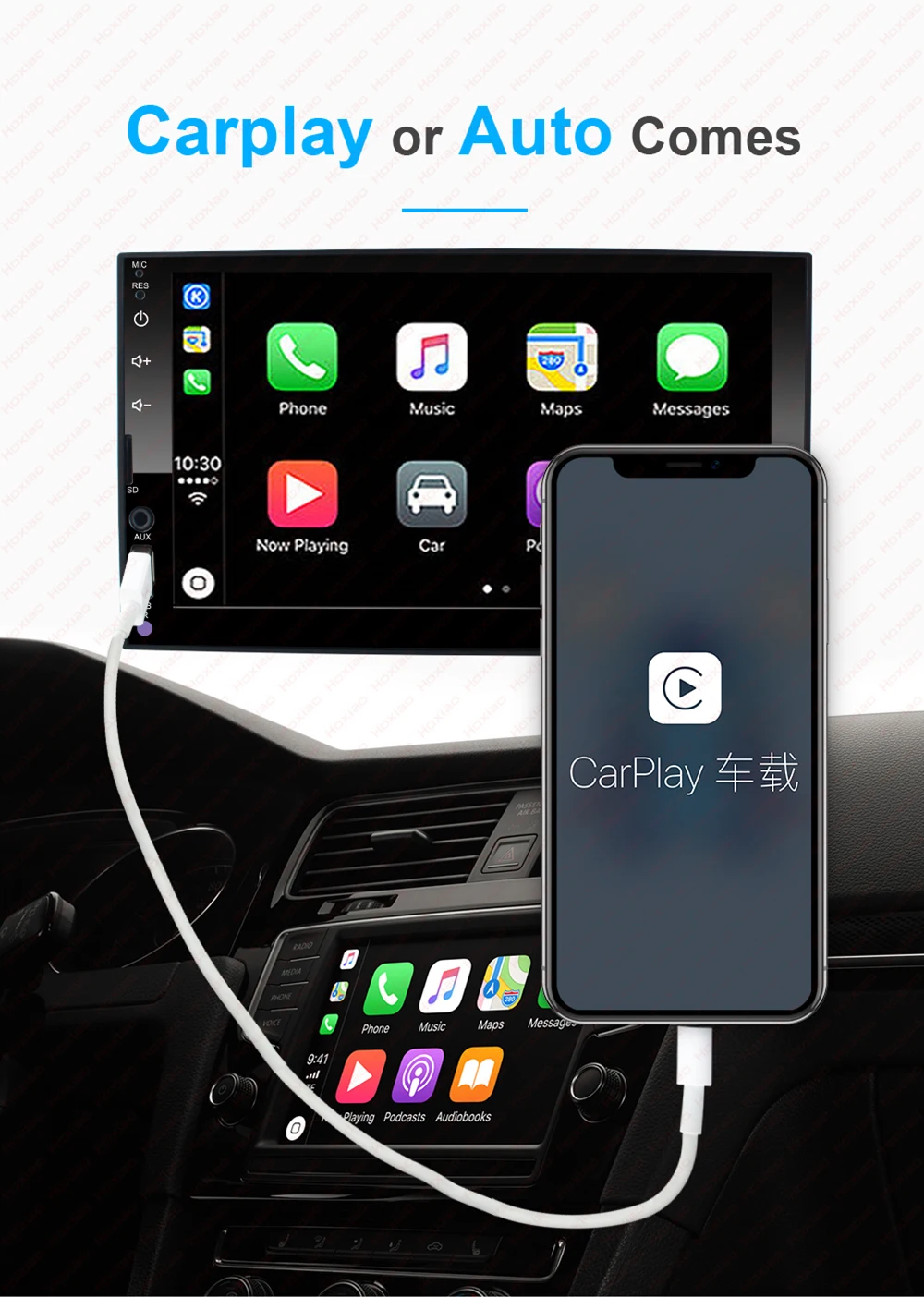 Carplay 2 din Автомобильный Радио мультимедийный плеер сенсорный экран Android Авто аудио стерео MP5 Bluetooth USB TF FM камера 2DIN