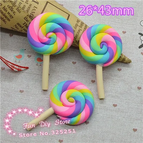 Kawaii fimo полимерные глиняные конфеты радужного цвета 50 шт/партия 26*43 мм