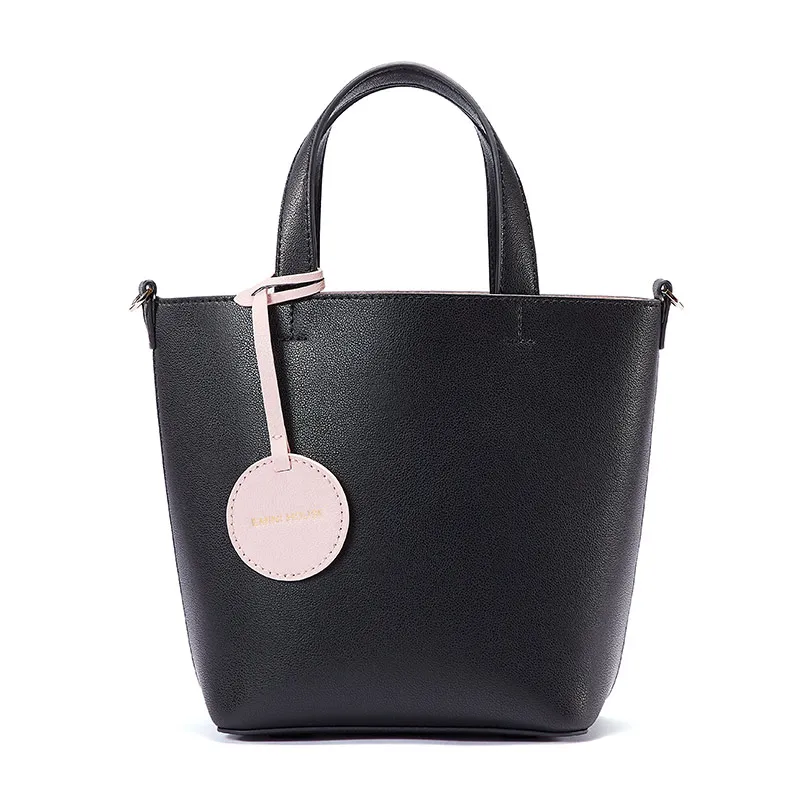 EMINI HOUSE Mini Tote Bag Luxury Handbags Women Bags Designer Crossbody Bags For Women Split Leather Shoulder Bag - Цвет: Black
