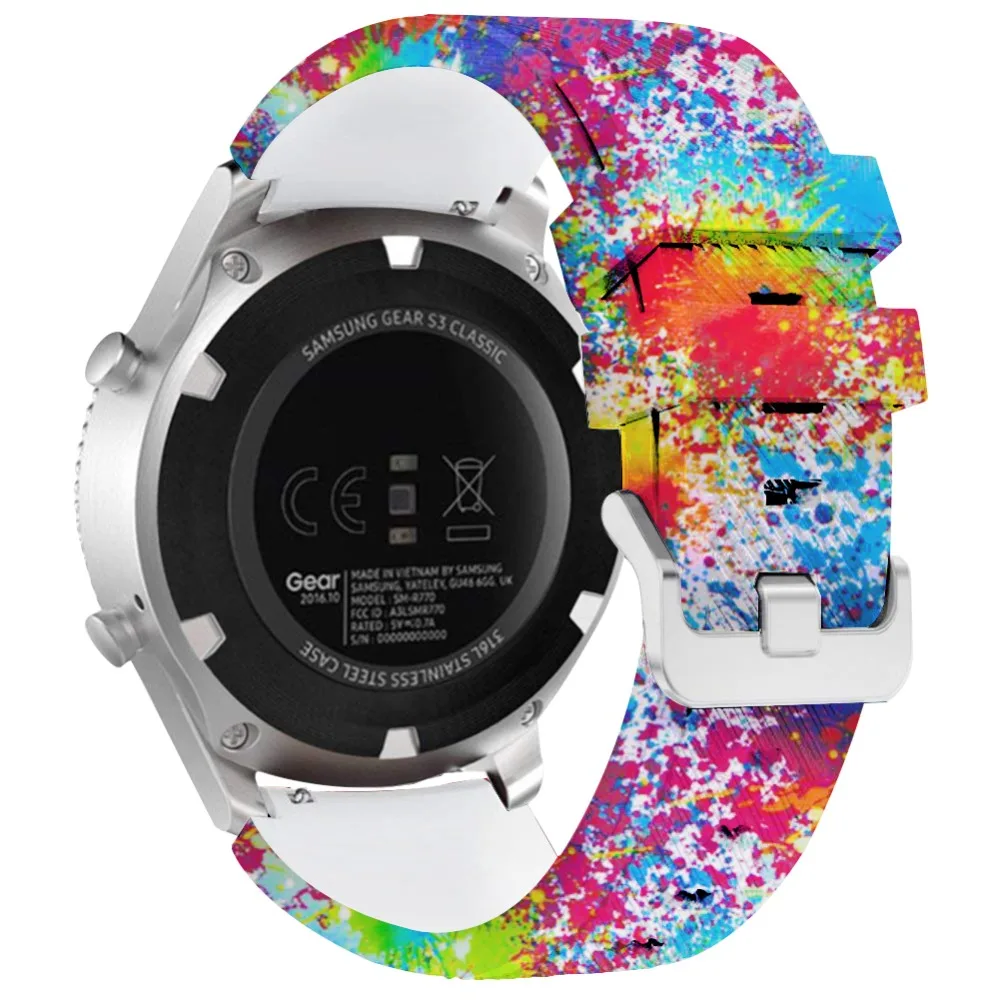 Ремешок силиконовый для Gear S3 Galaxy Watch 46 мм сменный спортивный браслет с цветочным