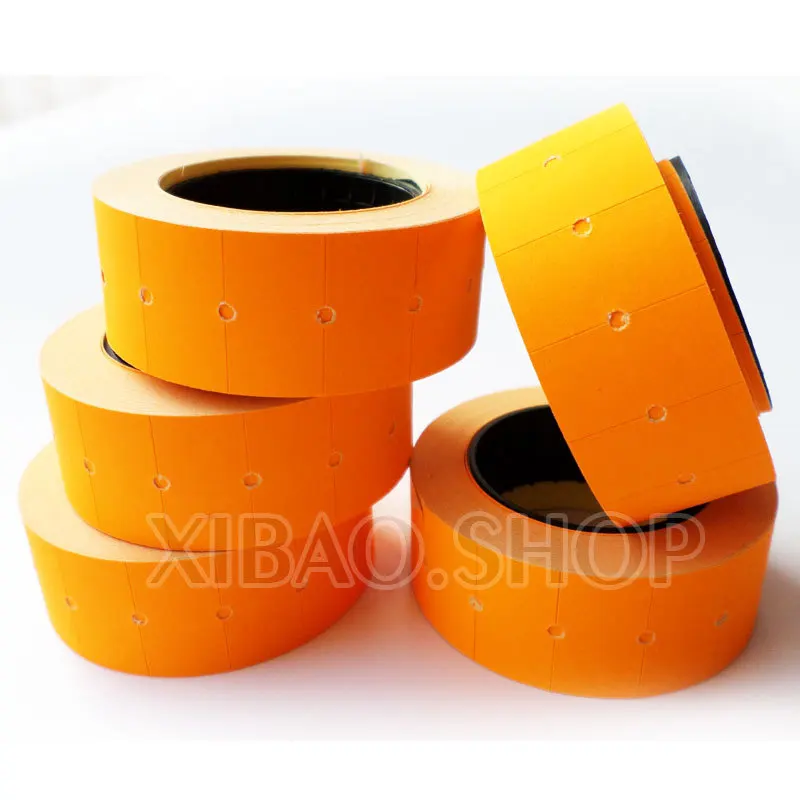 10 рулонов светло Оранжевой Бумаги для ружья ярлыки супермаркетов самоклеящиеся