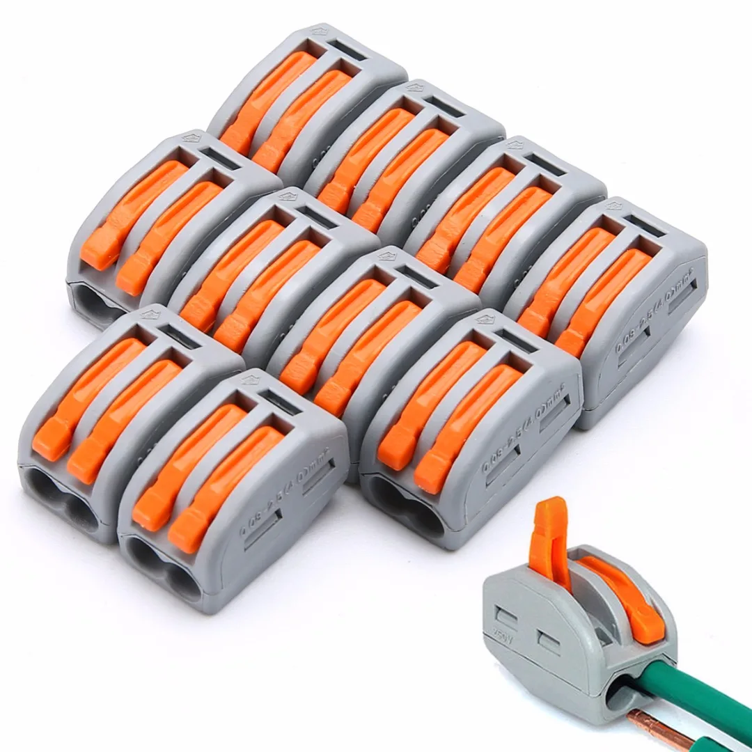 10 шт./лот PCT-212 пружинный рычаг Push Fit многоразовый 2 провода разъем 30A 2 Pin проводник терминал