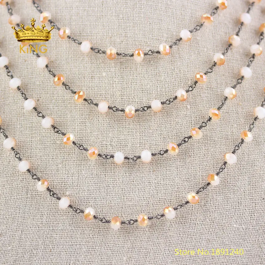 Цепочка Из Бисера цвета шампанского и белого 5 метров | Украшения аксессуары