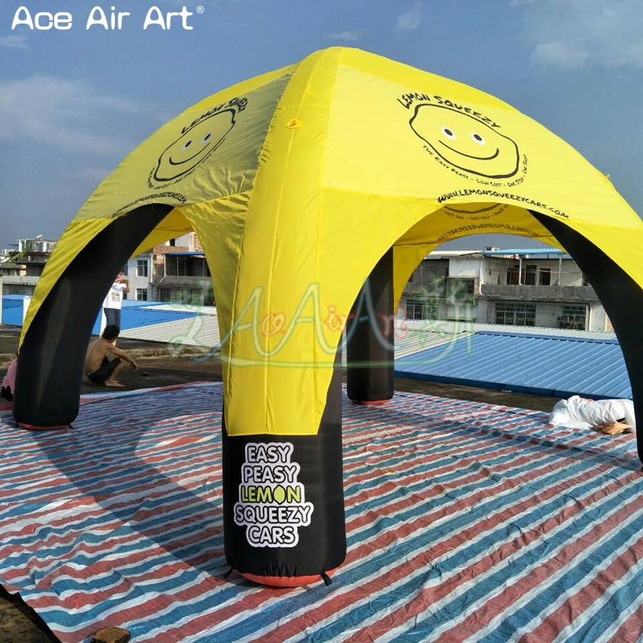 Палатка с черными лучами и желтым чехлом надувной навес для вечеринки