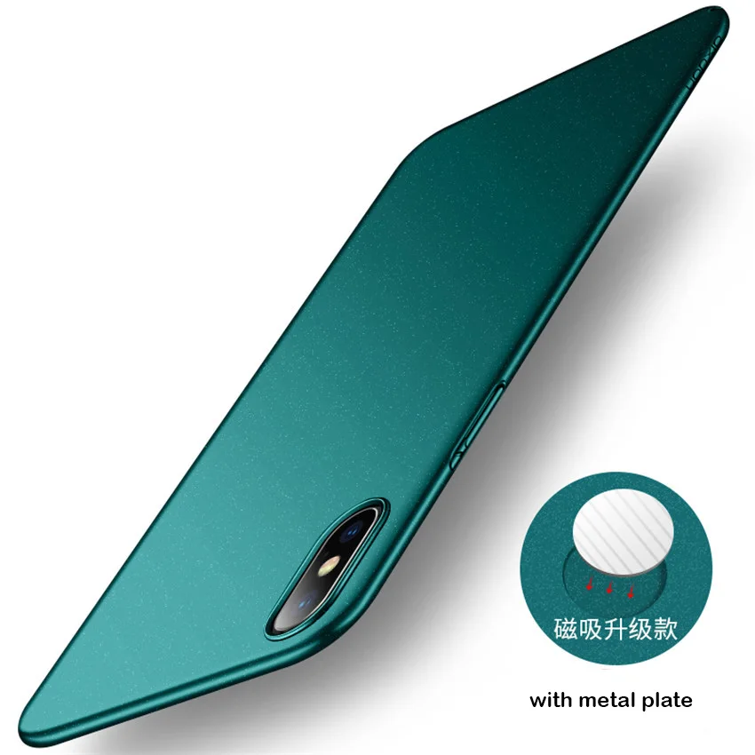 green with metal Для iPhone XS Max чехол матовый AIXUAN iPhone XS металлический пластиковый автомобильный Магнитный чехол-держатель для iPhone X XS Max - Цвет: green with metal