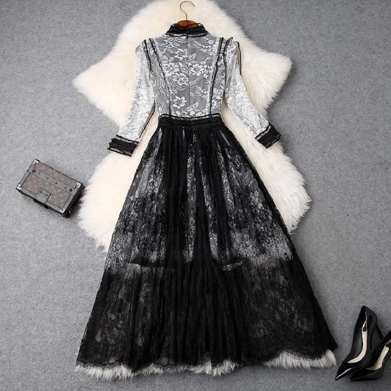 Кружевное платье 2019 Новый высокое качество Весна-осень женские Костюмы