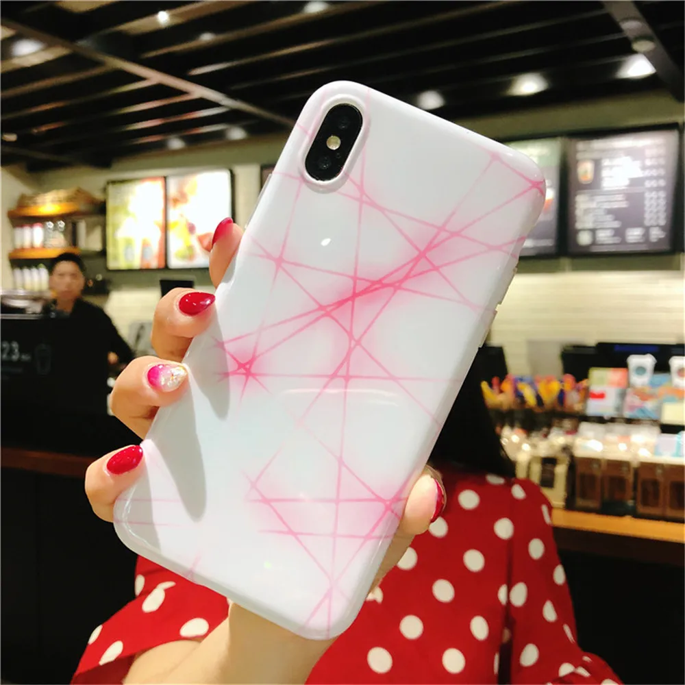 WANGFUZHI розовый волокно узорчатый чехол для iPhone 6 6S 7 8 Plus X Глянцевая задняя крышка